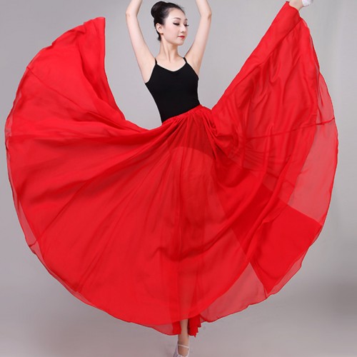 Women's girls modern dance ballet dance skirts 720degree skirt hem flamenco dance skirts